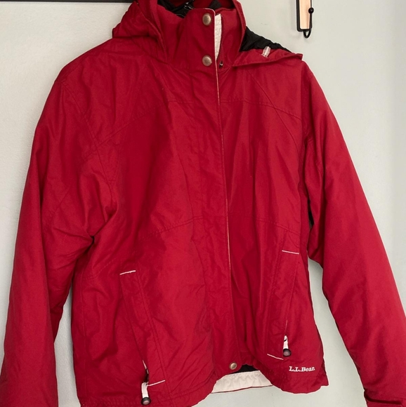 L.L. Bean Jackets & Blazers - LL Bean Red fleece lined womans coat